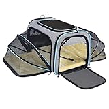 Tragbare Haustiertransportbox, Hundetransportbox, Hundetransportbox für unterwegs, Tiertransportbox zum Gehen, erweiterbare Katzentransportbox, Katzentransportbox für Reisen, Bor
