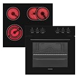 Telefunken ECHS65A-B2 Einbauherd-Set | Elektro-Herd-Kochfeld-Kombination | Backofen mit Grill und Umluft | Rahmenloses Glaskeramik-Kochfeld mit 4 Zonen | Hot Air Shield | 65 Liter | 60 cm | Edelstahl