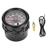 Öltemperaturanzeige, 2 Zoll 52 mm ABS-Autoöltemperaturanzeige Zeiger 7-farbiger LED-Öltemperaturmesser mit Sensor