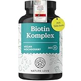 Nature Love Biotin Komplex - mit Zink, Selen, Silizium & Vitamin B5 - hochdosiert mit 10.000µg Biotin - 365 Tabletten für Haare, Haut und Nägel - Haar Vitamine im Jahresvorrat - vegan & laborgeprüft