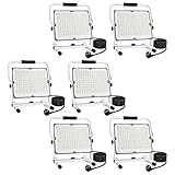 Royana 6x 100W LED Baustrahler, 10000LM LED Arbeitsleuchte mit Stecker, Verstellbarer Ständer, 6000K Tageslichtweiß Bauscheinwerfer IP66 Wasserdicht Bauscheinwerfer ür Werkstatt Camping