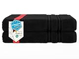 Hammetex 2er Badetücher Set, 100% Baumwolle Premium Qualität Groß 70x140cm Duschtücher, Weich Saugstark Schnell Trocknendes Badetücher, Schwarz