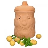 MamboCat Kartoffeltopf Terracotta Karl - Behälter für ca. 1500g Kartoffeln I Lustige Aufbewahrungsbox Vorratsdose I Küchen Vorratsbehälter Mit Deckel