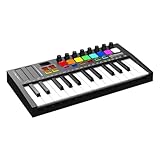 Joselin Tragbares Mini-MIDI-Steuerkeyboard, USB, Sequenzer-Keyboard, Drum-Pads mit Hintergrundbeleuchtung, 8 Drehregler, OLED, 25-Tasten-Controller