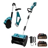 Akku Schneefräse für Akku 18V, elektrische Schneefräse, 600W kabellos Schneebürste bis 20cm Räumhöhe,2200r/min, 33cm Arbeitsbreite,45° Einstellbar (2 Akku)