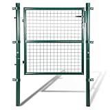 Sonnewelt Gartentor Grün 125x100cm Gartentür mit Schloss Zauntür für Garten Tor Gartenpforte Gitterzaun