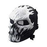 ATAIRSOFT Taktische Airsoft Paintball Skelett Schädel Maske, CS schützende Vollgesichtsmaske für Halloween Cosplay Maskerade (Feuer)