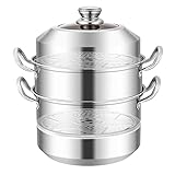SdaryWare Dampfgarer/Suppentopf/Lebensmittelechter Edelstahl 304, Dicker und Flacher Boden, zum Garen von gedämpften Brötchen, zum Garen von Krabben, zum Garen von Hühnersuppe (Eine Farbe - 30cm)