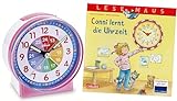 Atlanta Kinderwecker ohne Ticken mit Lernbuch Conni Uhrzeit Lernen - 2126/1 BU2 (Rosa Lesemaus)