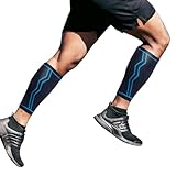 AGILE NOW® Wadenbandage 2er Set stabilisiert & entlastet die Waden bei jeder Bewegung – Kompressionsstrümpfe für Damen & Herren – rutschfeste & atmungsaktive Kompressionsbandagen (L | Blau)