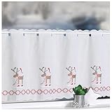 heimtexland Scheibengardine WEIHNACHTSELCH Kreuzstich Stickerei Elche 45x155 cm auf Batist in Natur Panneau Gardine Weihnachtsgardine Weihnachten Bistrogardine ÖKOTEX Typ507