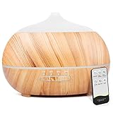Aroma Diffuser für Ätherisches Öle: 400ml Ultraschall Luftbefeuchter Duftöl Duftlampe Äromatherapie Öle Diffusor Cool Mist Raumbefeuchter mit 7 Farben LED für Schlafzimmer Büro Yoga Spa - Holzmaserung