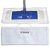 5 Stück Wischmopp 40cm weiß Ersatzbezug Mikrofaser Mop Profi Bodenwischer Wisch Pad Wischbezug langlebig haltbar hohe Stabilität geeignet für alle gängigen 40 cm Teleskopstiel Klapphalter