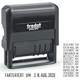 Trodat Printy 4.0 4817 Datumstempel mit Wortband, Deutsch, Schwarz, 12 Office-Texte zum Drehen, Abdruck 47x4 mm, Stempelkissen schwarz, selbstfärbend