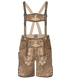 Schöneberger Trachten Couture Kinder Lederhose Vintage – Traditionelle bayrische Echt-Leder Trachtenhose mit Hosenträger - für Oktoberfest, Michi (152, Antik-Braun)