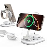Mag Safe Ladegerät, Ladestation Apple Watch und iPhone, 3 in 1 Mag Safe Ladestation Kompatibel mit iPhone 17 16 15 14 13 12 Pro Max/Air/Plus/Pro, für Apple Watch 10/9,Airpods 3/2/Pro,faltbar