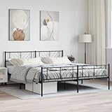 Teenpull Metallbett Gestell Schwarz 180x200 cm ohne Matratze, Robustes Schlafzimmer Bettrahmen mit Kopfteil und Fußteil, langlebige Plattform Möbel für Zuhause mit 26cm Stauraum