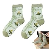 Beliebte Vintage bestickte Blumensocken für Damen, gekämmte Baumwolle, Crew-Socken, niedliche warme Wintersocken, Retro-Blumenmuster, Geschenkidee, a, Einheitsgröße