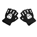 XITEA 1 P Halloween Stretch Gestrickte Halbfinger-Handschuhe Winter Warm Glow Skull Skelett Radfahren Fäustlinge