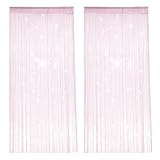 2 Stück Fadenvorhang Tür, 100 X 200 cm Glitzer Streifenvorhang, Rosa Dekoration Fliegenvorhang, Wohn- und Schlafzimmertrennwände Fransenvorhang für Hochzeit, Esszimmer und Fensterdekoration