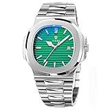 Tiong Herren-Business-Uhr Mit Quadratischem Achteck-Design, Wasserdichte Leuchtende Quarzuhr, Datums-Quarzuhr Aus Edelstahl