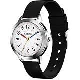 SOCICO Kinderuhr für Jungen Mädchen, Lernuhr Kinder Armbanduhr 3ATM/30M wasserdichte, Zeit Lernen Geschenk Analog Kinder Uhr(Schwarz)