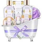 Bade Geschenkset für Frauen, 8-teilig, Lavendelduft, Wellness Set mit Deko Badewanne, Geburtstagsgeschenk, Weihnachtsgeschenk, Muttertagsgeschenk