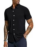 PaulJones Hemd Herren Bügelfrei Business Hemd Kurzarm Bügelfrei Freizeithemd Regular Fit Schwarz XL