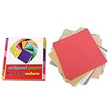 Cusstally Origami-Papier, 50 lebendige Farben, doppelseitig, 200 Blatt, hochwertig, 15 x 15 cm, für Bastel- und Bastelprojekte – gleiche Farbe, beide Seiten
