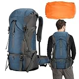 Sollee Rucksack für Camping, Wandern, Rucksackrucksäcke | 70L faltbarer, gepolsterter Wanderrucksack,Camping Gear Daypack, ergonomischer, atmungsaktiver Outdoor-Rucksack mit verstellbaren