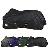 Marengos by Bucas - Winterdecke 1200D Irish Turnout | atmungsaktive & wasserdichte Outdoordecke mit Innenfutter & Kreuzbegurtung | Schwarz/Orange in Größe 135cm (100g/m² Füllung)