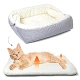 MAIYADUO Weiches Katzenbett Waschbar 42x38 cm Plüsch Haustierbett für Kleine Hunde und Katzen - 2 in 1 Katzenkissen Katzendecke Katzensofa Nest Bett, Entfaltete Größe 61x51 cm
