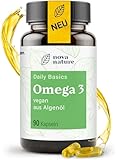 [NEU] Omega 3 Vegan - Algenöl Kapseln mit EPA + DHA - Laborgeprüft - aus nachhaltigen Aquakulturen, Veganes Omega 3, 90 Stück - von NovaNature©