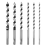Holzbohrer Set 6,8,10,12,14,18 mm x 230mm Schlangenbohrer mit Sechskantschaft Balkenbohrer lang Profi Kohlenstoffreich Stahl Schalungsbohrer Holzschlangenbohrer für präzises Holzbohren