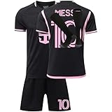 Trikot Kinder Erwachsene Nr.10 Fussball Trikot Set, 24/25 schwarz, Rosa, Blau Fußball Trikot Trainingsanzug Shirts Shorts und Socks, Football Kit for Jungen Mädchen