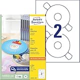 AVERY Zweckform L6043-100 selbstklebende CD-Etiketten (200 blickdichte CD-Aufkleber, Ø 117mm auf A4, ClassicSize, Papier matt, bedruckbare Klebeetiketten für alle A4-Drucker) 100 Blatt, weiß