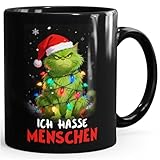 MoonWorks® Tasse Anti Weihnachten Weihnachtsmuffel Katze Grumpy Cat Geschenkidee Weihnachtsnörgler Schwarz standard