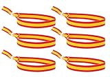 GOS Best Supplies 6 Armbänder aus Stoff, Farben der Spanischen Flagge, Einheitsgröße, Spain Pulsera Bandera de España