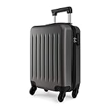 KONO Hartschale Koffer Trolley Rollkoffer Zwillingsrollen ABS Handgepäck Bordgepäck 4 Rollen, 48cm 20 Zoll(Grau)