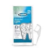 DenTek Fresh & White Zahnseide Sticks - mit Mikrokristallen - für weißere Zahnzwischenräume - Zahnseide mit Minzgeschmack - Zahnstocher - Zungenschaber,{ 1 X 36 Stk. } , 36 Stück (1er Pack)
