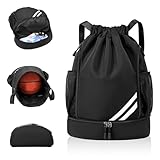 Adfuenom Turnbeutel für Jungen Damen Herren Kinder Sporttasche Sportrucksack Sportbeutel mit Kordelzug Schuhfach,Schwimmrucksack Basketball Tasche Rucksack Sport Fussballtasche Wasserdicht Gym Bag