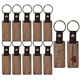 DAWRIS 12 Stück Holz Schlüsselanhänger, Holz Schlüsselringe Rohlinge Personalisierter Schlüsselanhänger Wooden Schlüsselringe Blanko DIY HolzschlüSselanhänger Rechteck Schlüsselanhänger (Braun)