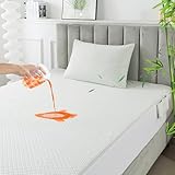 RICHAIR Matratzenschoner 90x190cm, Bambus Matratzenauflage Wasserundurchlässiger mit Einem Kissenbezug, Dehnbar bis zu 30 cm tief, Ultraweich Atmungsaktive Matratzenauflage mit Rundum-Gummizug