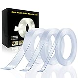 9m Doppelseitiges Klebeband Extra Stark (2mm starkes), Transparent Waschbares Ablösbar Klebeband, Spurloses Nano Tape für Foto, Teppich,Holzprodukte,Büro, Küche (3 Rollen * 3 Meter)