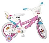 Kinderfahrrad Peppa Pig 14 Zoll Rosa | Felgenbremse Trommelbremse Stützräder Korb Puppensitz | Alter 4-6 Jahre