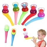 16 PCS Schwimmendes Blasrohr, Floating Blow Pipe,Lungentrainer Pusteball Schwebenderball Kinderspielzeug Partyzubehör Geschenktütenfüller Geschicklichkeit Für Alltagslebensleben (Zufällige Farbe)