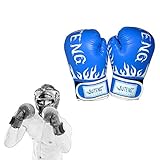 PLUS PO Kinder Boxhandschuhe Muay Thai Sparring, Training Kampfsport, Punchinghandschuhe Coachinghandschuhe Für Jungen, Mädchen Blue,Adult