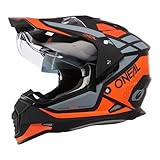 O'NEAL | Motorradhelm | Enduro Motorrad | Ventilationsöffnungen für maximalen Luftstrom & Kühlung, integrierte Sonnenblende | Sierra Helmet R V.24 | Erwachsene | Schwarz Orange Grau | Größe XL