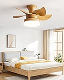 Deckenventilator aus Holz mit Licht und Fernbedienung für Kinderzimmer, 6 Geschwindigkeiten, wendbarer Gleichstrommotor, dimmbar, kleine Größe
