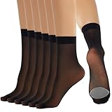 Yilanmy Nylonstrümpfe Damen,12 Paar Nylon Socken,Söckchen Seidenfein Baumwolle Sohle, 20 DEN Transparente Feinsöckchen mit Verstärkten Zehen (Schwarz, Hautfarben)